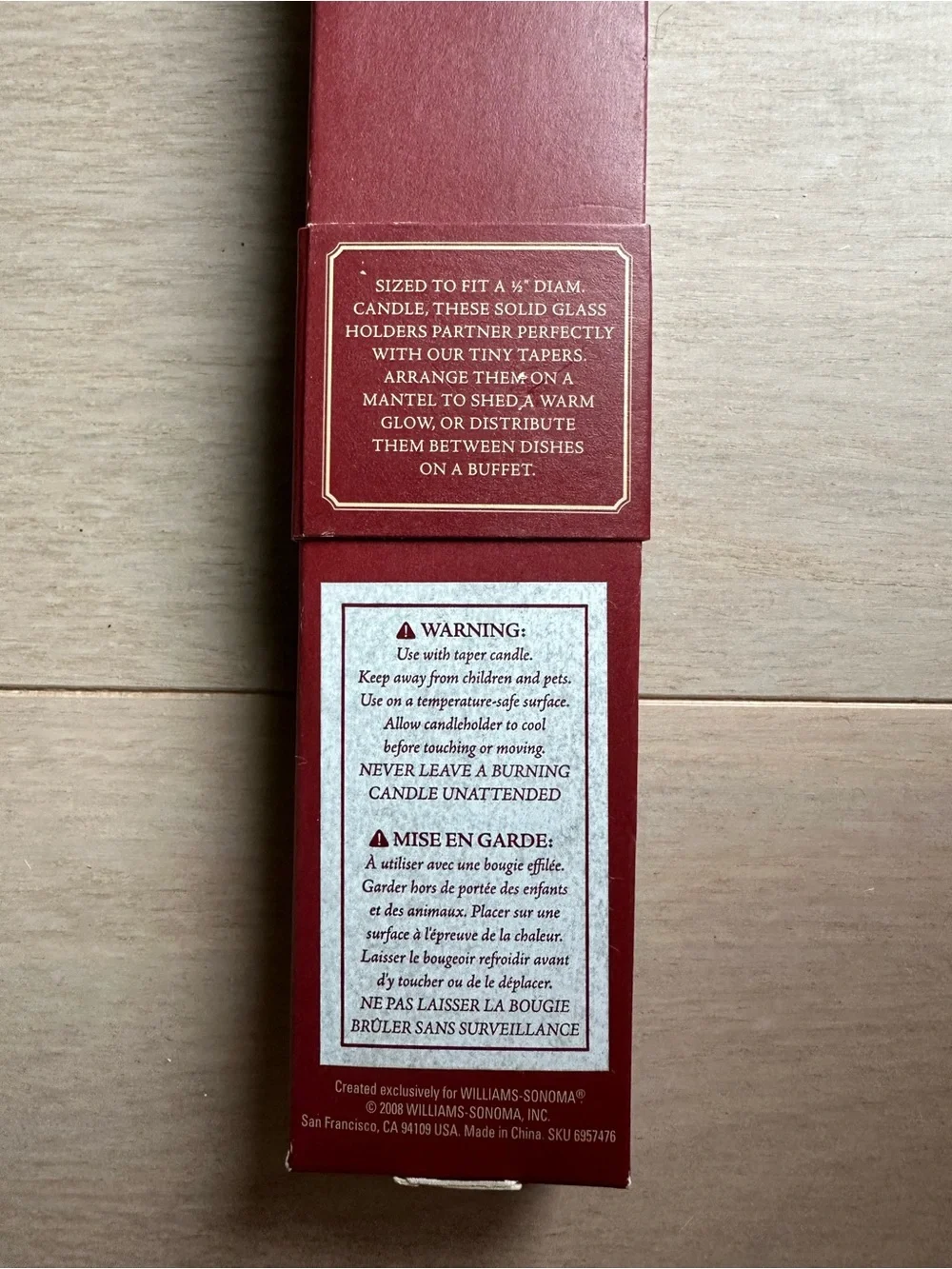 NEW not opened or used Williams Sonoma Burgundy Candle Holder Box Pack of 4